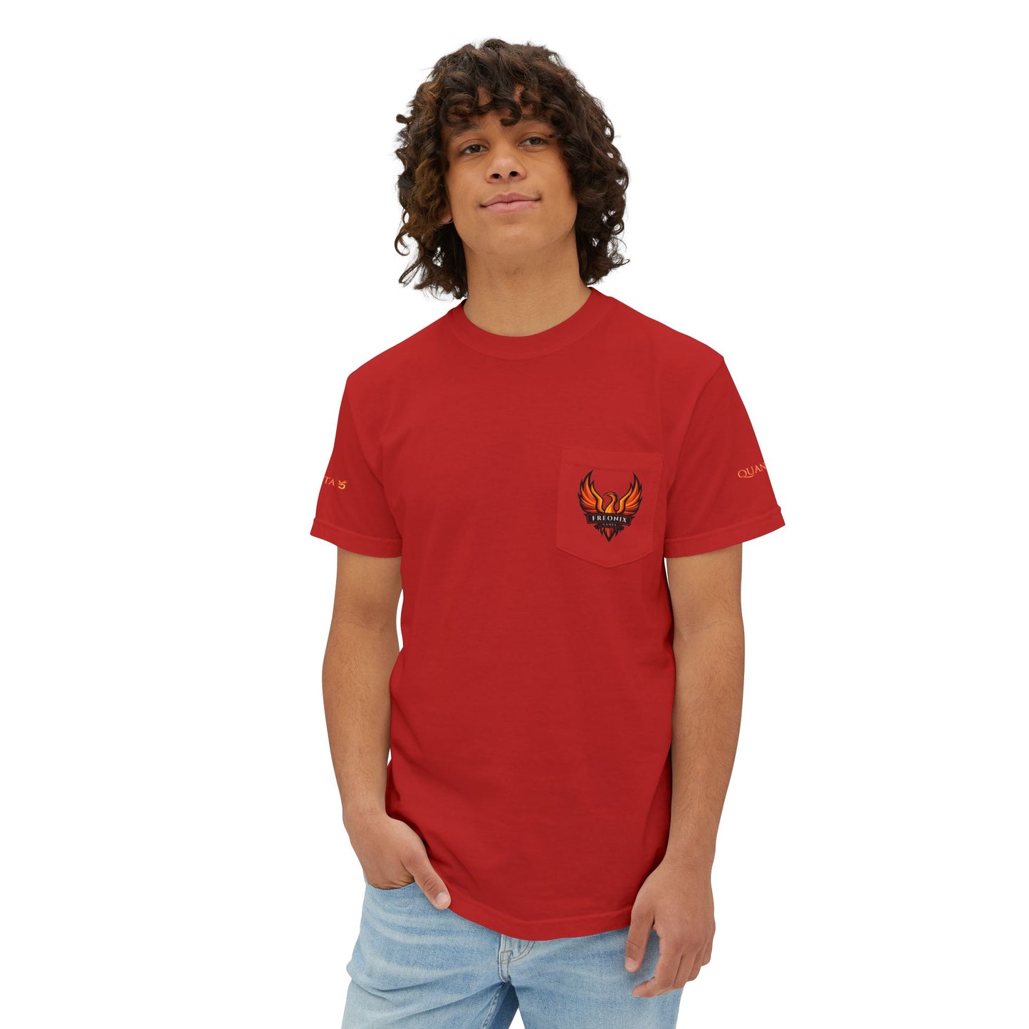 Pocket T-Shirt - Freonix Games Quanta 5 Phoenix Design