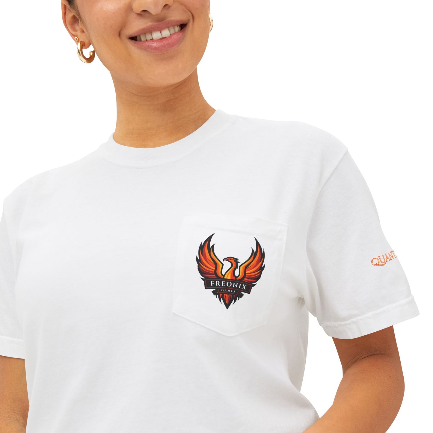 Pocket T-Shirt - Freonix Games Quanta 5 Phoenix Design