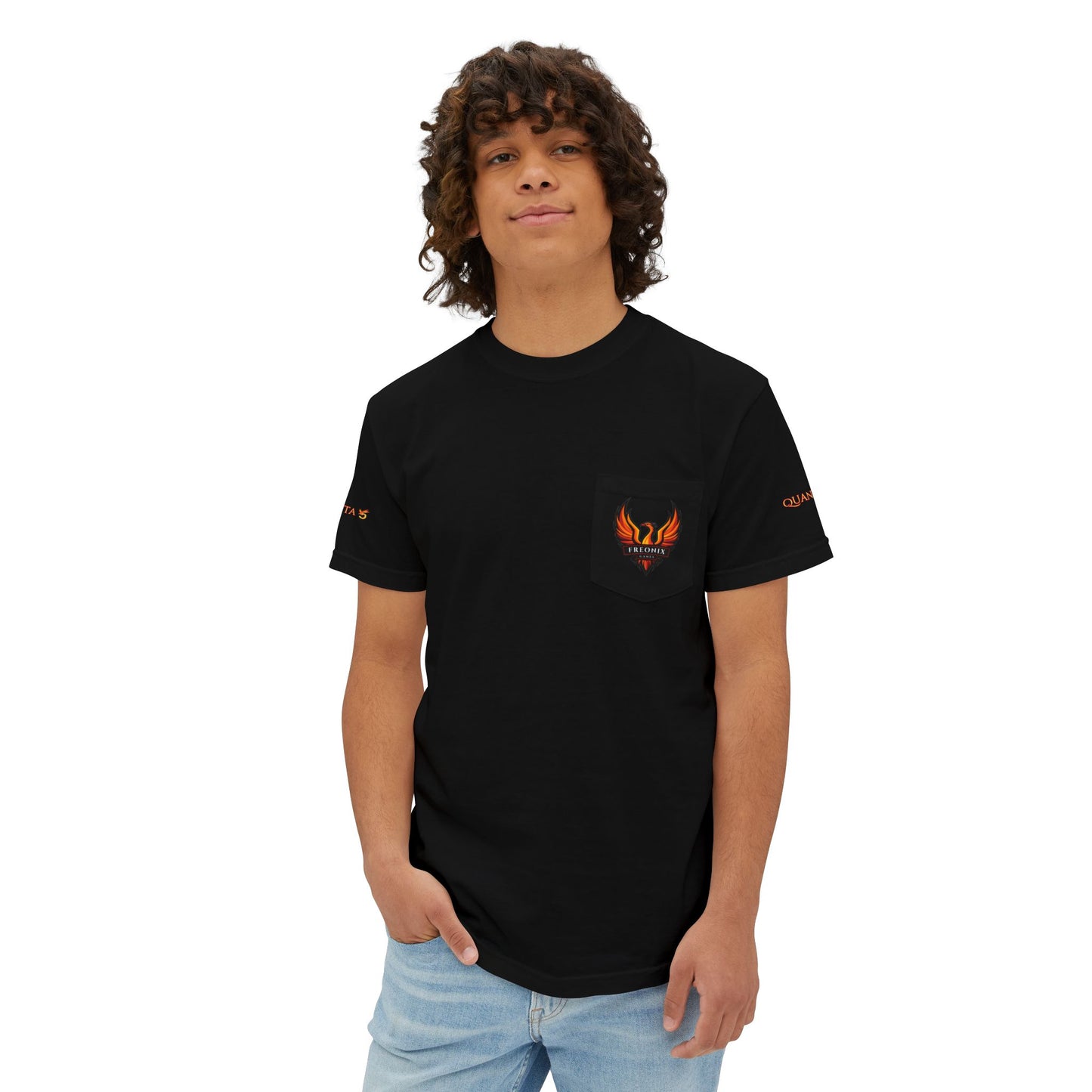 Pocket T-Shirt - Freonix Games Quanta 5 Phoenix Design