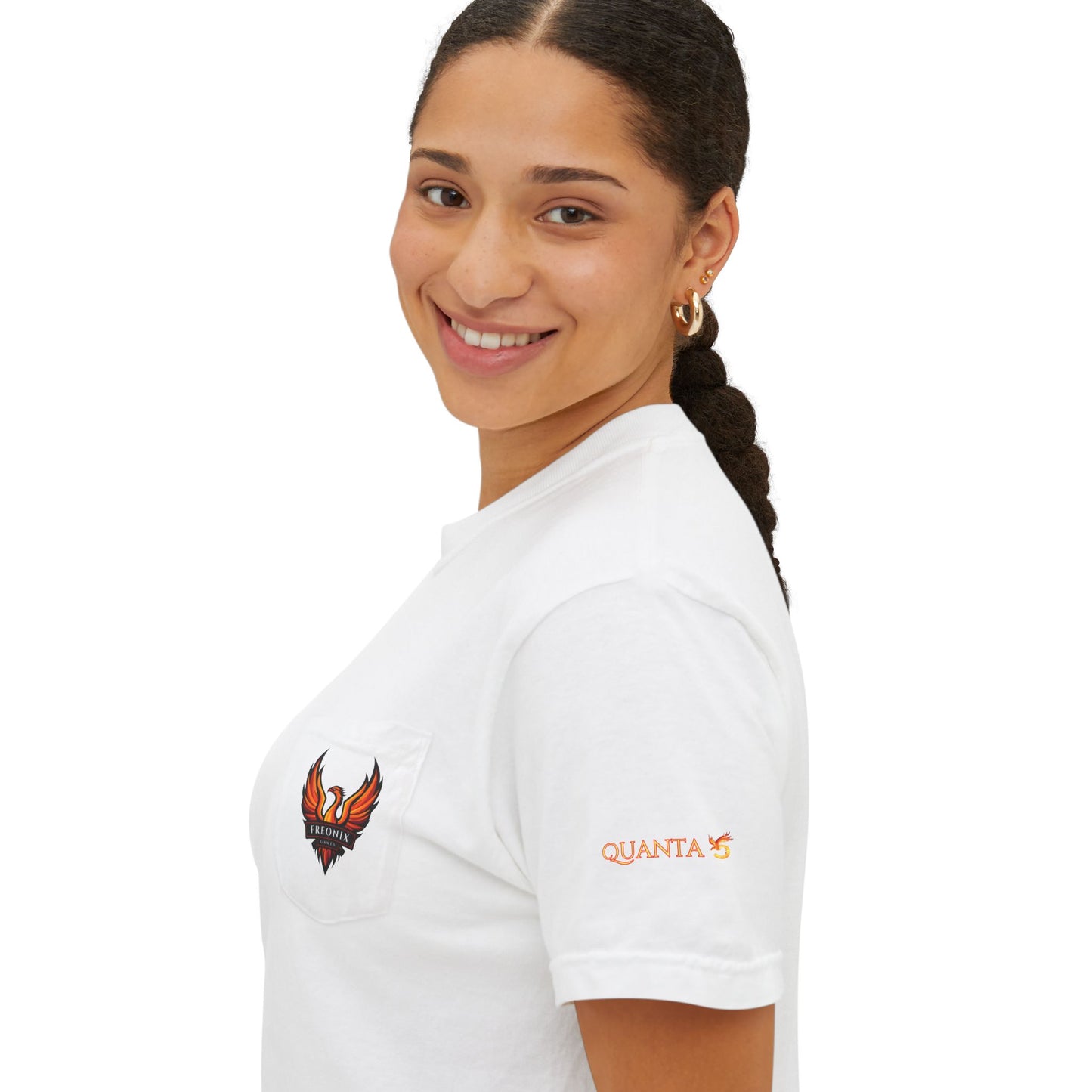 Pocket T-Shirt - Freonix Games Quanta 5 Phoenix Design